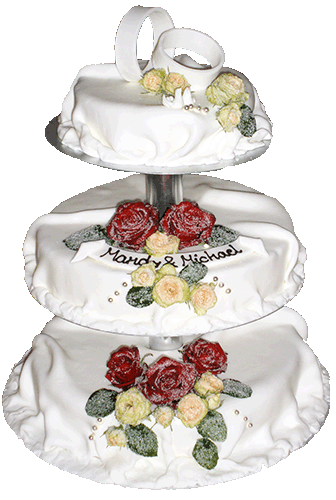 dreistöckige Hochzeitstorte